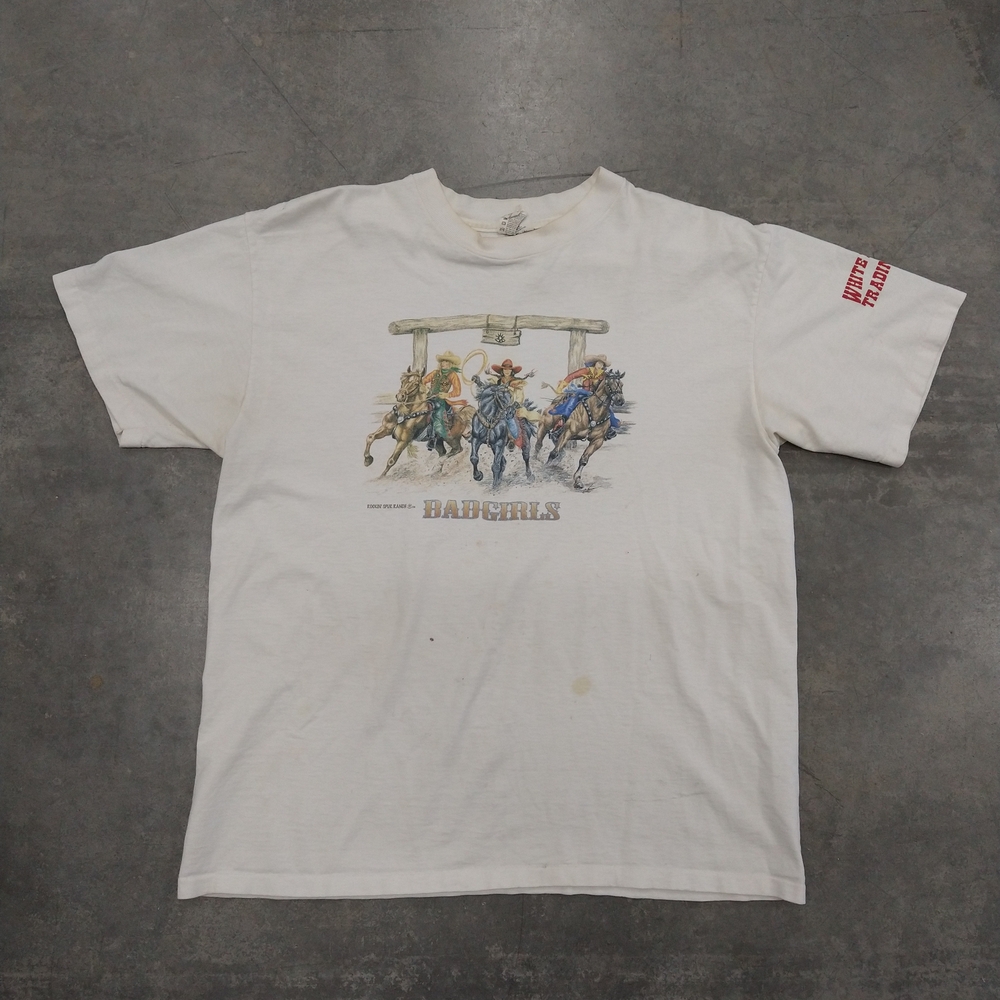 BADGIRLS VTG White Graphic Men's T-Shirt L Measurements Oneita USA Single Stitch